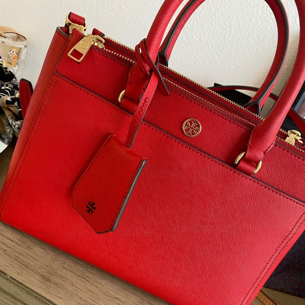 Authentic Tory Burch Robinson double zip tote bag